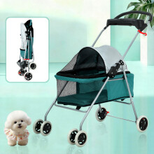 Dog Stroller Folding Pet Stroller Cat Stroller with 4 Wheels Portable Doggy Stroller with Cup Holders, Teal
