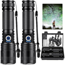 ZC Wiederaufladbare Taschenlampen, 2er-Pack, 99000 Lumen, 5 Modi, IPX7 wasserdicht, 15 Stunden Laufzeit – Geeignet für Zuhause, Camping und