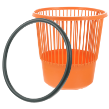 Homoyoyo Orange Plastic Trash Can with Bottom for Office, Home, Kitchen, Bathroom Storage Bin