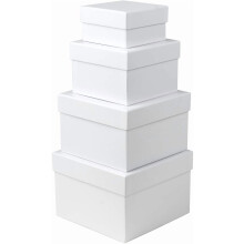 Coffrets cadeaux carrés Briful avec couvercles, lot de 4 boîtes gigognes blanches – Tailles assorties pour anniversaires, mariages,
