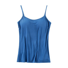 Blaues Modal-Camisole-Top für Damen, ärmelloses Tanktop mit V-Ausschnitt, integriertem gepolstertem BH und verstellbaren Trägern – passend zu