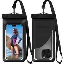 Waterproof Phone Pouch with Card Bag, IPX8 Certified, Compatible with iPhone 16/15/14/13 Pro Max, Lightweight Dry Bag for Beach & Cruise – Black,