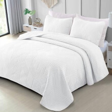 Ensemble de literie California King – Couvre-lit blanc léger surdimensionné avec 2 taies d'oreiller, motif géométrique moderne, utilisable en