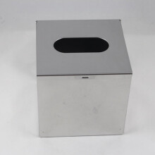 Roestvrijstalen tissuebox met waterdichte hoes en plat platform voor telefoon, zilverkleurig, 13 cm