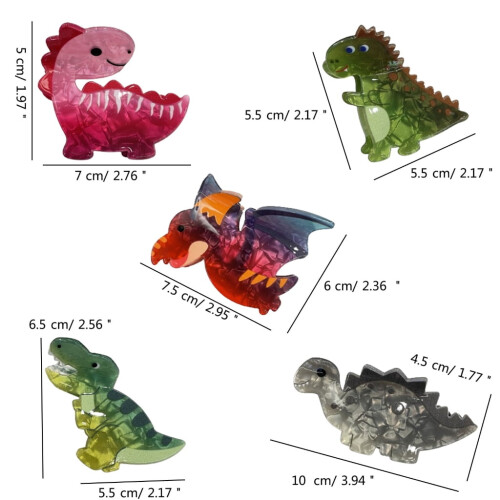 Roliga Dinosaurie Hårklämmor Akryl 2-pack 2