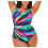 Lavprofil Plus-Size Gradient Stripe One Piece Badedrakt, Flerfarget, Polyester 1