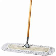 Komerčný 24" mop na prach na drevené podlahy – bavlnená hlavica, drevená rukoväť, priemyselný suchý mop, upratovacie potreby