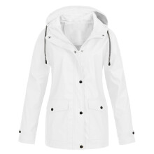 Imperméable femme uni grande taille à capuche coupe-vent en solde