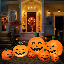Décoration gonflable citrouille d'Halloween de 2,2 m, ensemble de 7 pièces pour intérieur – Convient à une utilisation en intérieur