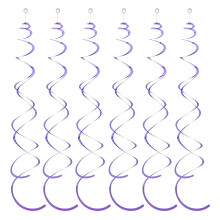 Lot de 6 serpentins de fête en spirale, serpentins en plastique à suspendre, décorations de plafond en feuille d'aluminium à double queue en