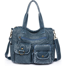 Bolso bandolera para mujer, bolsos de hombro con múltiples bolsillos, bolsos de viaje medianos, piel lavada ultrasuave.