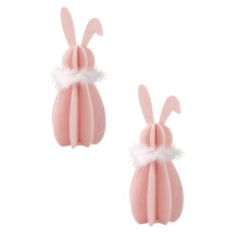 yocbz2PCS Houten Paashaasjes, Kleurrijk Tafelstuk voor Pasen, Verjaardagen & Lentefeesten – Geschikt voor Roze Thema's