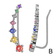 Ohrklemmen und Ohrkletterer mit 7 Zirkonia-Kristallen für Damen – Funkelnde Ohrklemmen und Ohrkletterer, Schmuckgeschenk (Kompatibel mit