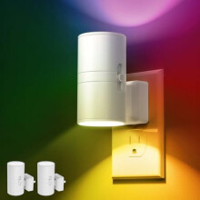 Färgskiftande RGB-nattlampa med sensor, vägglampa för vägguttag för sovrum/barnrum/hall, 2-pack – kompatibel med amerikanska uttag