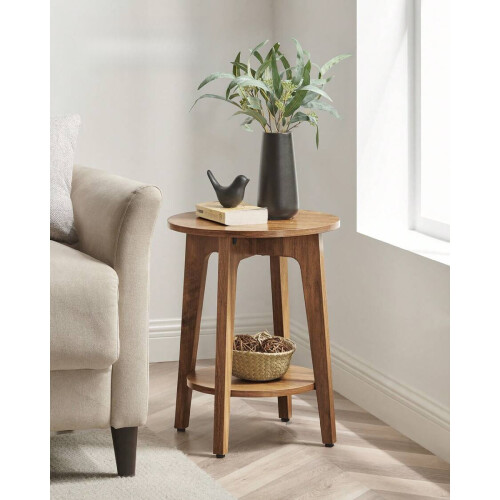 Round Side Table with Lower Shelf 15.8x15.8x19.7 in