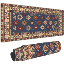 Perzisch tapijt muismat, extra groot, gaming muismat XL, extra grote bureaumat met gestikte randen, 31,5 x 11,8 inch, voor thuis en op kantoor.