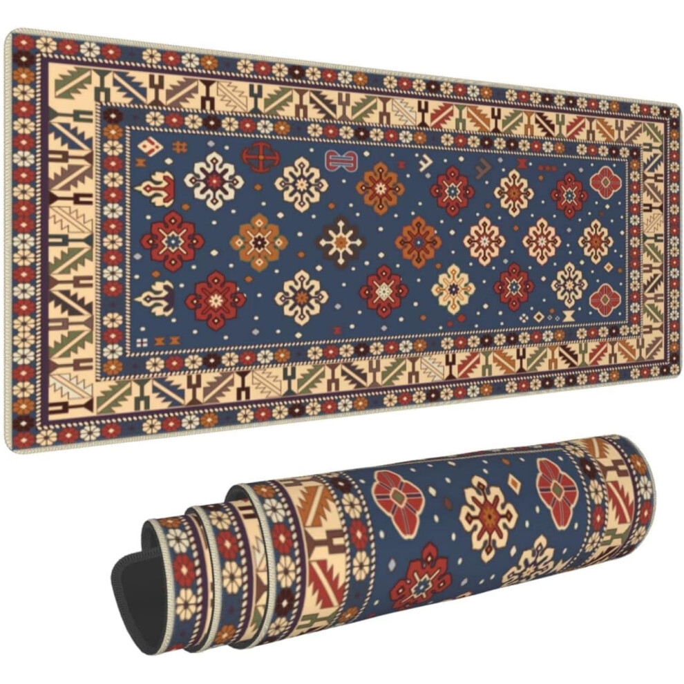 Persian Rug Mouse Pad Extended Large Gaming Mousepad Xl Big Long Oversized Desk Mat Stitched Edges 31.5 X 11.8 Inch For Home Office 9313598015983