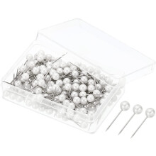 Push Pins, 200 Pack Round Head Map Tacks Thumb Steel Point for World Maps Cork Boards, Pearl White