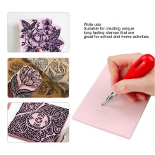8pcs Rubber Carving Blocks Pink Stamp Set