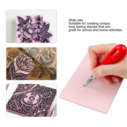8pcs Rubber Carving Blocks Pink Stamp Set