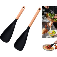 Spatola-cucchiaio Icefavor, Spatola-cucchiaio multifunzione Icefavor, Spatola-cucchiaio da cucina 3 in 1 in silicone, per pentole antiaderenti (nero)