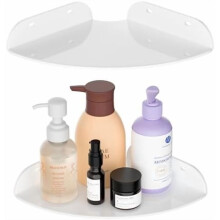 7x7" White Acrylic Corner Shelves (Set of 2), Wall-Mount Floating Organizer for Bathroom, Kitchen, Bedroom, Living Room, Dining Room, Office