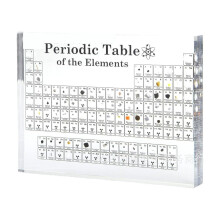 Tabla periódica con 83 elementos reales y soporte acrílico – Regalo científico para estudiantes, herramientas de química, manualidades (15 x