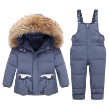 Kids Ski Suit Set with Gloves, Waterproof & Windproof Thermal Insulated Snowsuit Coat & Pants (Gray, 1Y) – Compatible with Winter Snow Play