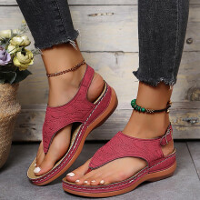 Sandali da donna estivi, infradito da donna con zeppa, ciabatte, sandali casual, infradito da donna, sandali con zeppa per donna, rosso42