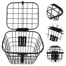 Front and Rear Bike Basket Wire Mesh Handlebar Mount with Lid for Adult and Kids Bikes Accessories