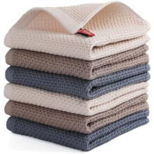 Lot de 6 torchons gaufrés en coton, 33 x 33 cm, ultra doux, super absorbants, à séchage rapide, réutilisables (couleurs assorties)