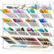 Vertikaler Acryl-Stiftehalter für 250 Stifte, transparenter Stiftehalter für den Schreibtisch, 13 x 4 x 12,4 Zoll