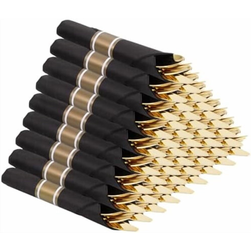 Gold Silverware Set Heavy Duty Plastic Forks and Spoons 60