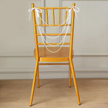 Guirlande de perles ivoire pré-nouée de 40 cm (16 pouces) pour dossier de chaise Chiavari, décoration de fête.