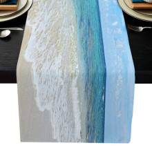 Chemin de table AUQ, nappe à motif océan d'été, nappe en lin de qualité supérieure pour table rectangulaire, 33 cm x 183 cm, Style 6