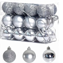 3cm/1.18" Christmas Ball Ornaments Shatterproof Clear Large Plastic Hanging Ball Decorative Baubles Set with Stuffed Delicate Decorations