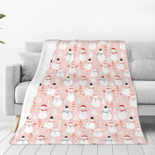 Pink Christmas Snowman Throw Blanket, 40x50", Plush Flannel, Soft Lightweight – Compatible with Living Room, Bed, Sofa, Office, Camping