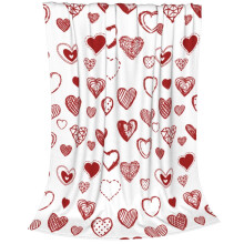 Valentine's Day Heart Throw Blanket – Cozy Red Fleece Flannel Throw for Couch, Sofa, Bed (Compatible with Valentine's Theme)