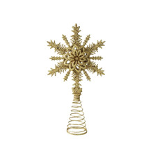 Metal Snowflake Tree Topper Glitter Tree Topper 8.34 Inch,Christmas Tree Top Five Pointed Star Hollowed Ornament Christmas Decoration Gold