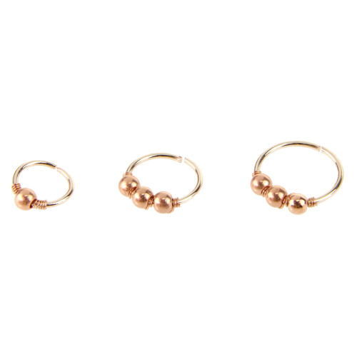 3 Goldene Nasenpiercings Mit Glatter Oberfläche, Elegant 1