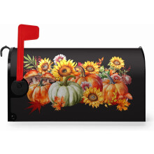 Magnetische Herbst-Briefkastenabdeckung, 25,5 x 21 Zoll, Kürbis-/Sonnenblumen-/Ahorn-Design, wasserfeste Außendekoration – kompatibel mit