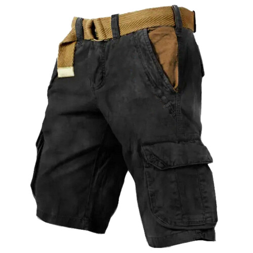 Heyac Ανδρικό Σορτς Cargo Vintage Casual Κορδόνι 3/4Capri Cargo Παντελόνι με Χαλαρό Ίσιο Στήθος