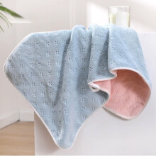 Serviette de bain double face en polaire, format XXL 55 x 27 pouces, épaisse, absorbante, à séchage rapide, avec boucle de suspension (bleue)