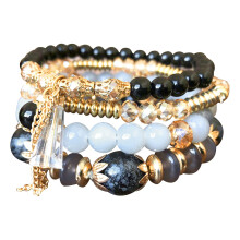 Boho Multi-Layered Bracelet 4PCs Boho Creative Beaded Crystal Bracelet Multilayer Beaded Bracelet for Women and Girls