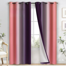 Ombre Dark Pink Purple Curtains Grommet Thermal 2 Panels