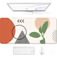 Podložka pod stôl XL 89,5 x 29,8 cm, vodeodolná, zošité okraje, protišmyková, boho abstraktné umenie – kompatibilná so všetkými myšami