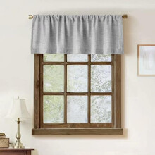 Lot de 2 cantonnières en faux lin, 54 x 15 pouces, grises, à œillets, style rustique champêtre pour cuisine, salon, salle de bain (compatibles