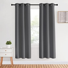 Blackout Window Curtains 70" L, 2 Panels, 34", Grey, Grommet Top, Thermal Insulated, Room Darkening, Modern for Flat/Apartment