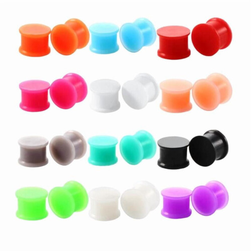 Silicone Flared Ear Gauges 10mm 12 Pairs