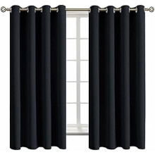 Black Blackout Curtains for Bedroom - Grommet Thermal Insulated Room Darkening Block Out Curtains for Living Room, Set of 2 Panels, 52 x 63 Inch